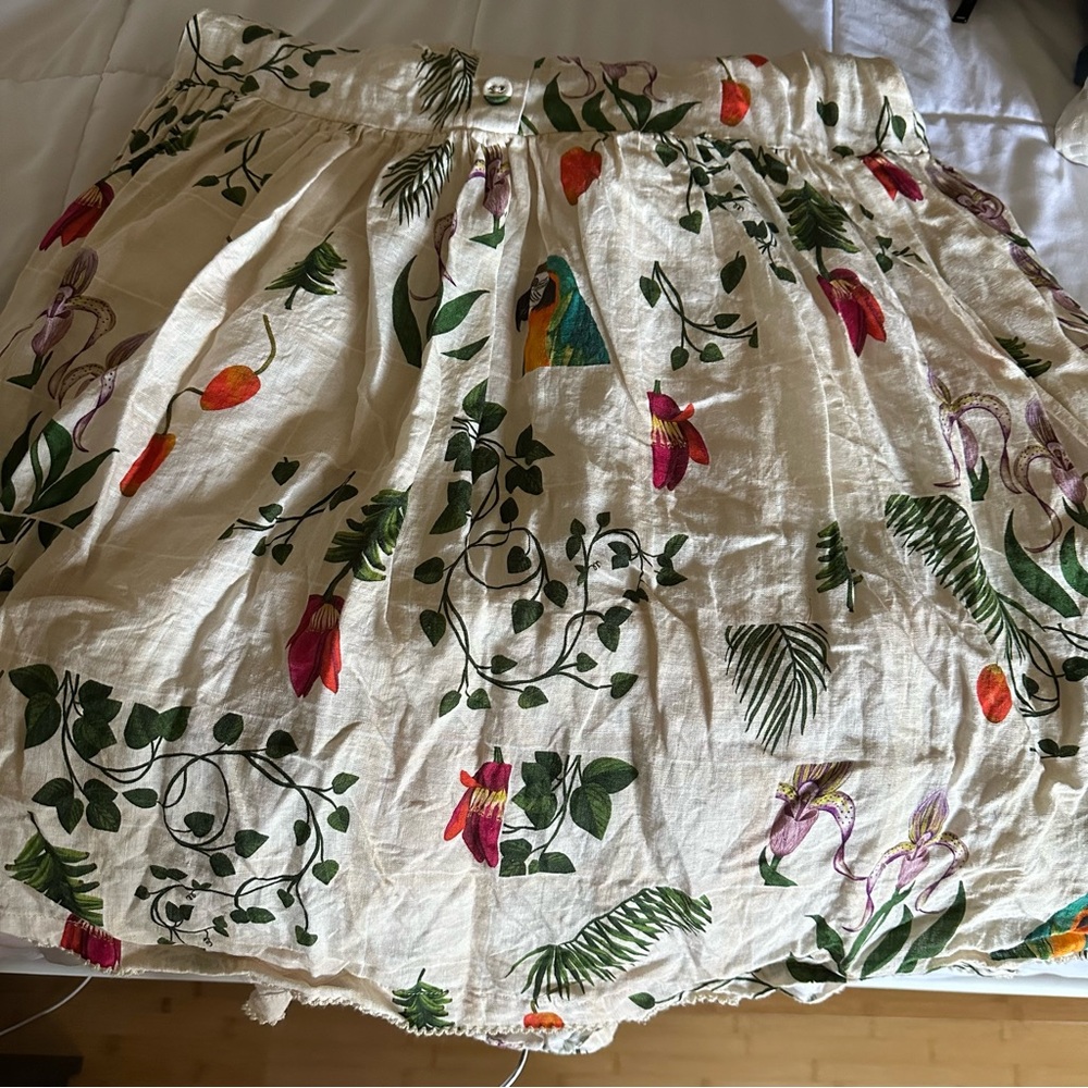 Agua by Agua Bendita Nispero Bouquet tiered printed linen midi dress size L - Picture 7 of 7